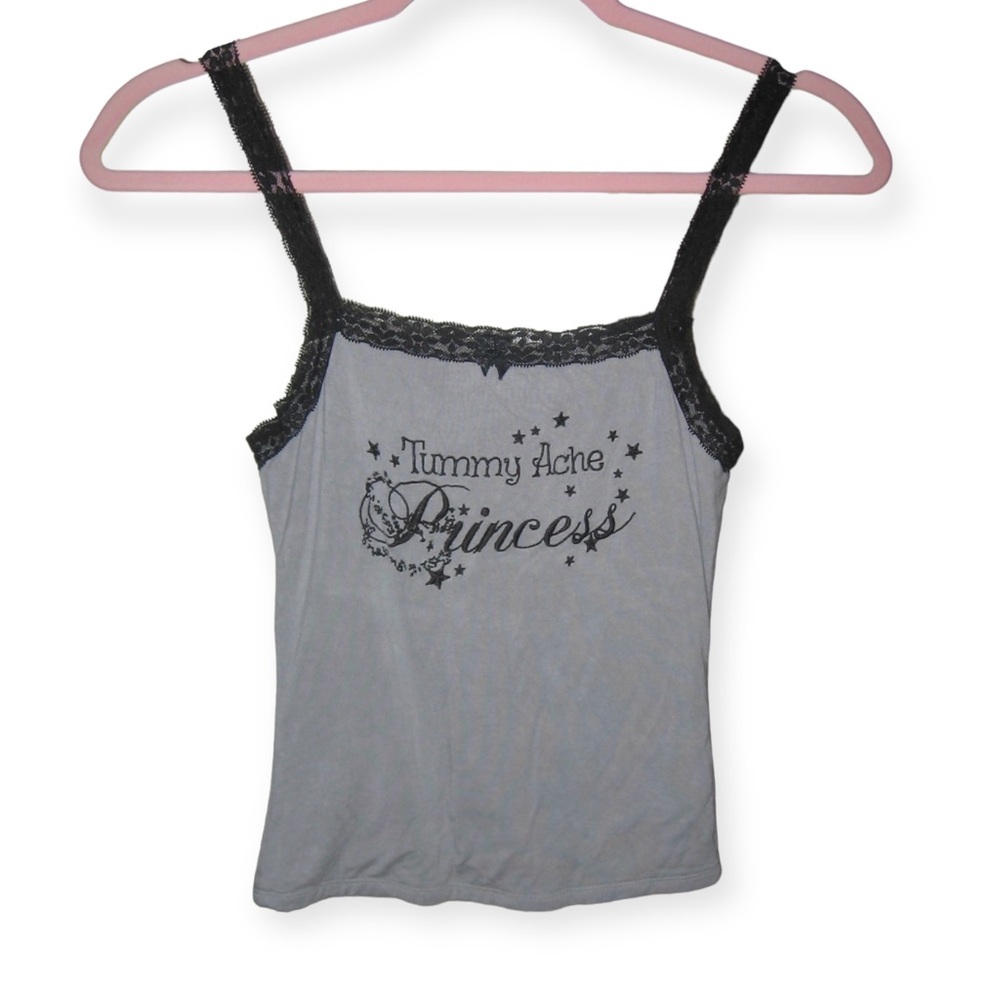 Omighty Tummy Ache Princess Tank in Black and Grey